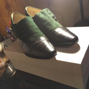 Green and black heels